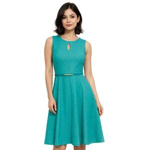 London Times Teal Fit & Flare Dress